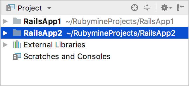a project selected in the project tree