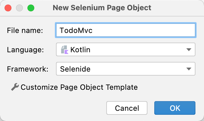 New selenium page object