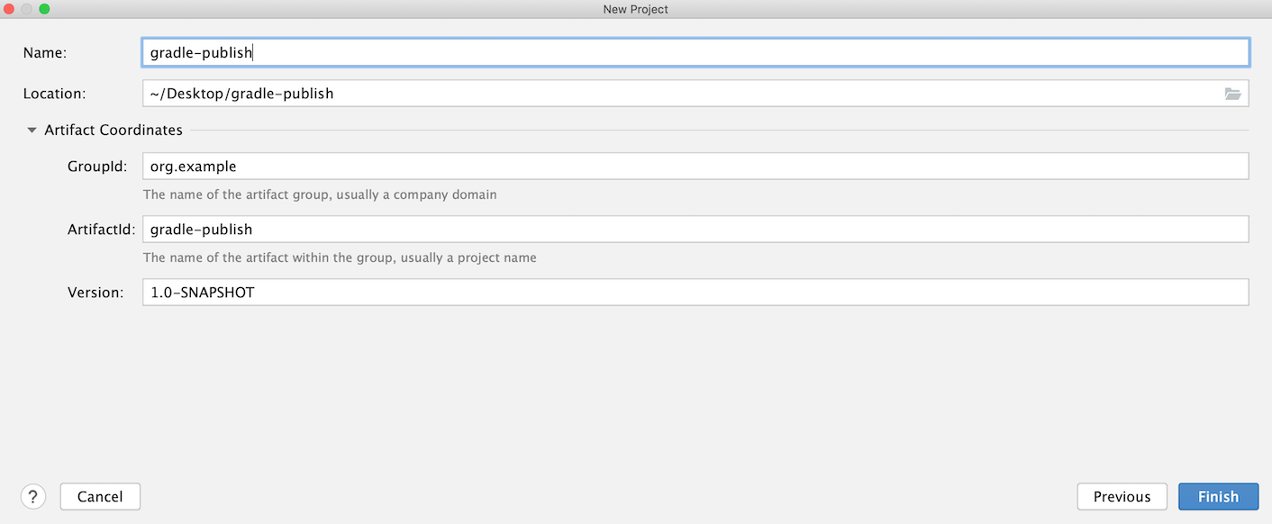 New Project dialog: project name