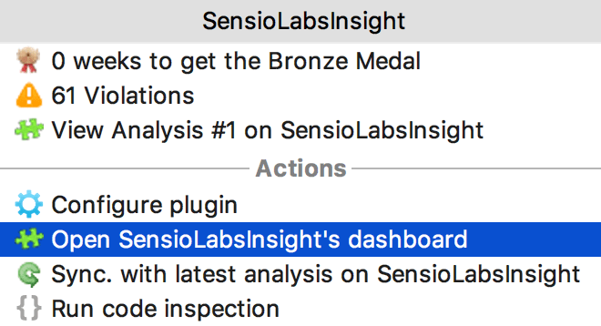 Open SensioLabsInsight dashboard