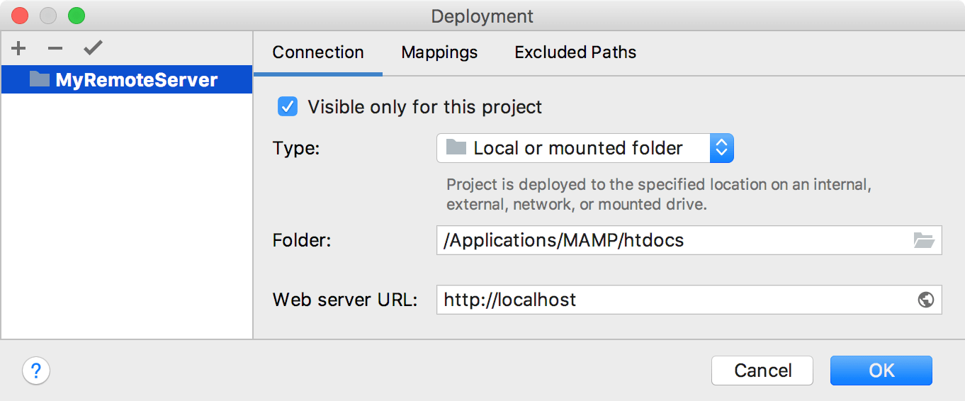 Deployment Connection Tab