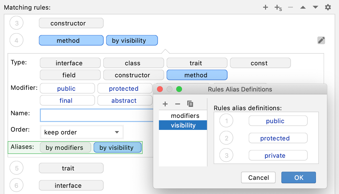 Matching rules alias example