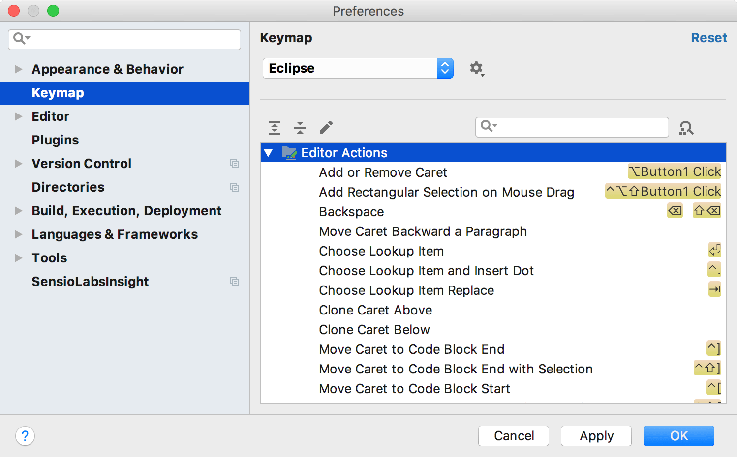 Eclipse keymap