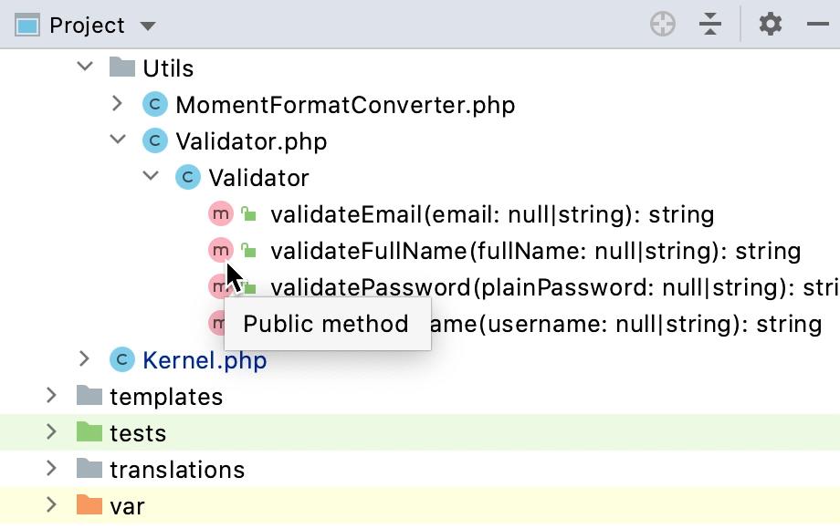 アイコン参照 Phpstorm