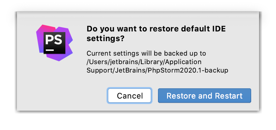 A popup prompting to confirm that you want to restore the default settings