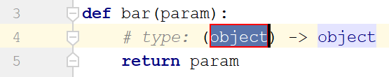 example of adding a type hint for a function (Python 2)