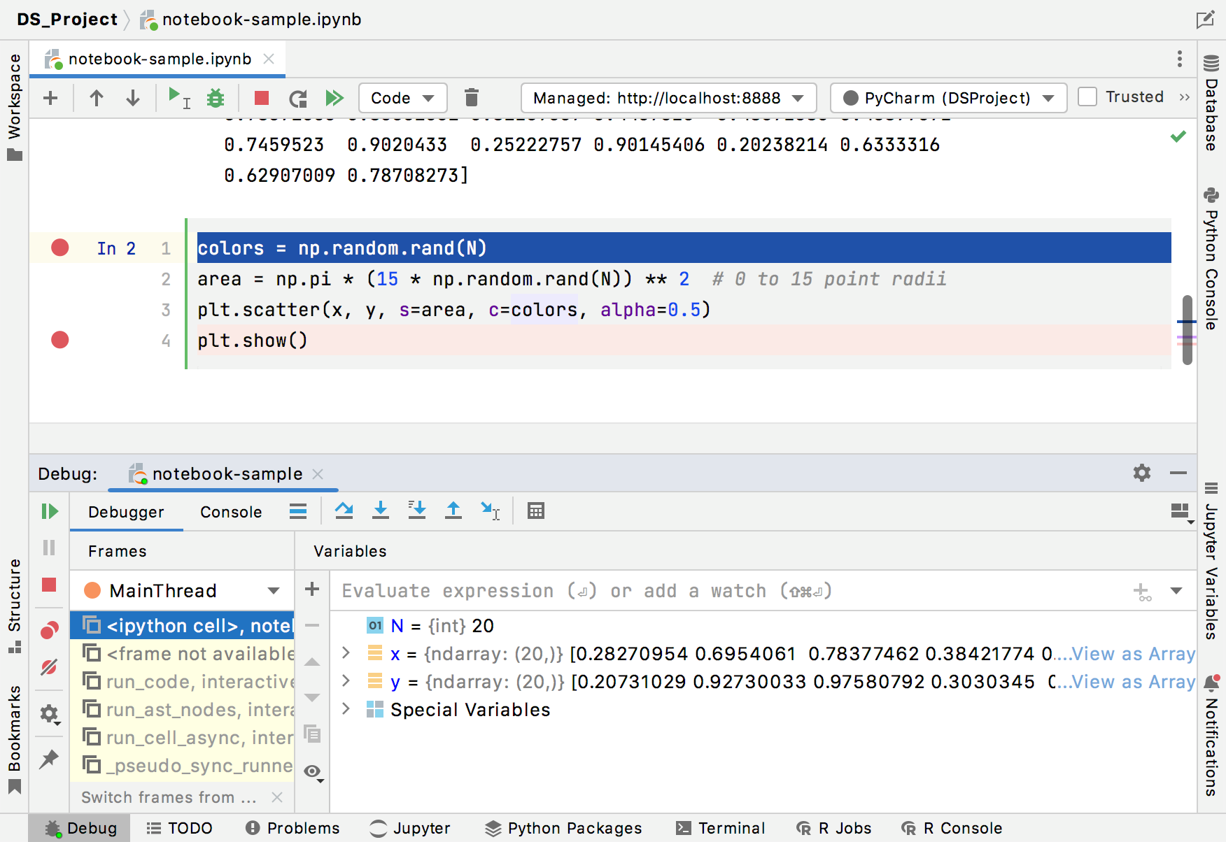 Jupyter Notebook Debugger tool window