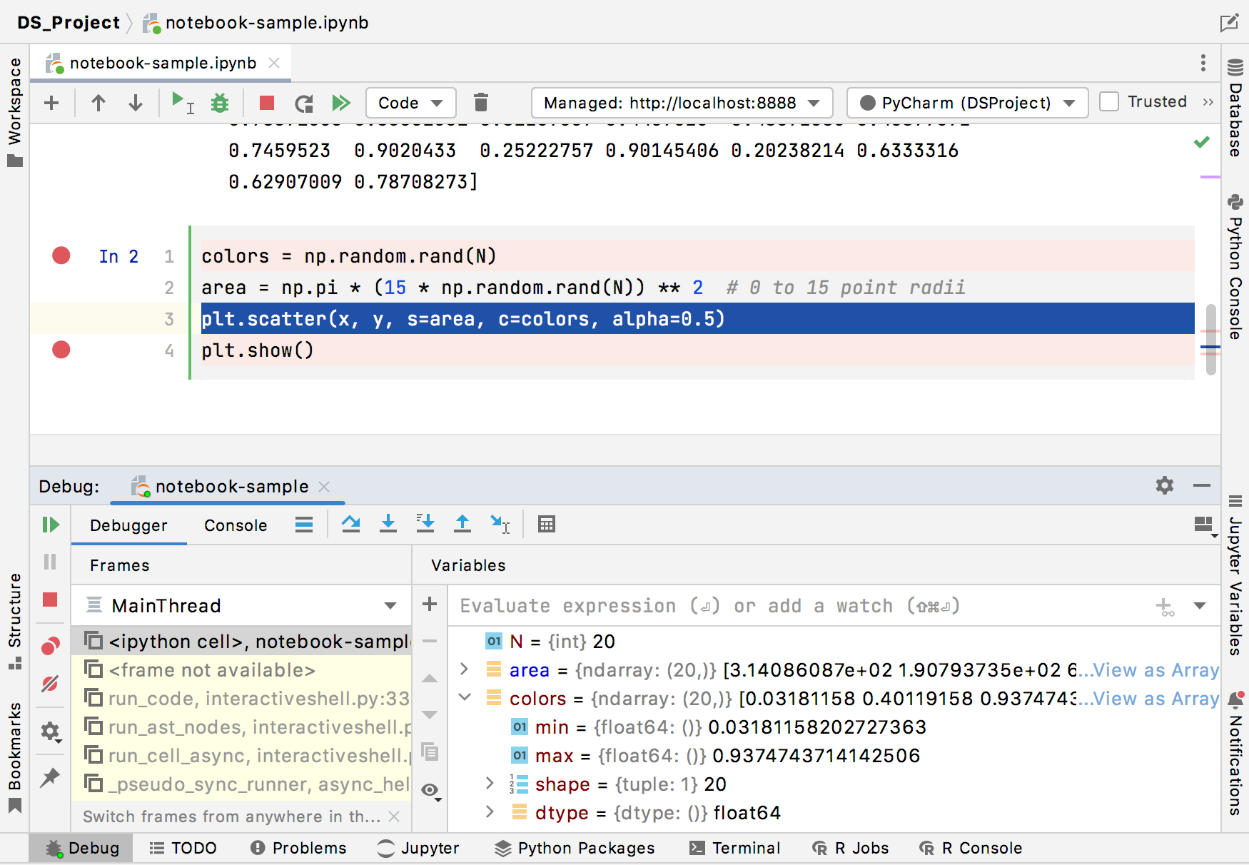 Stepping over in the Jupyter Notebook Debugger