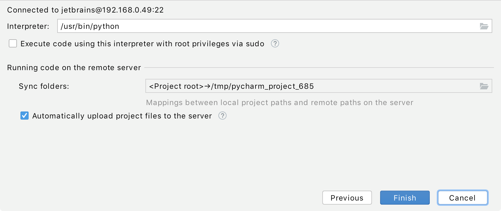 Setting SSH mappings