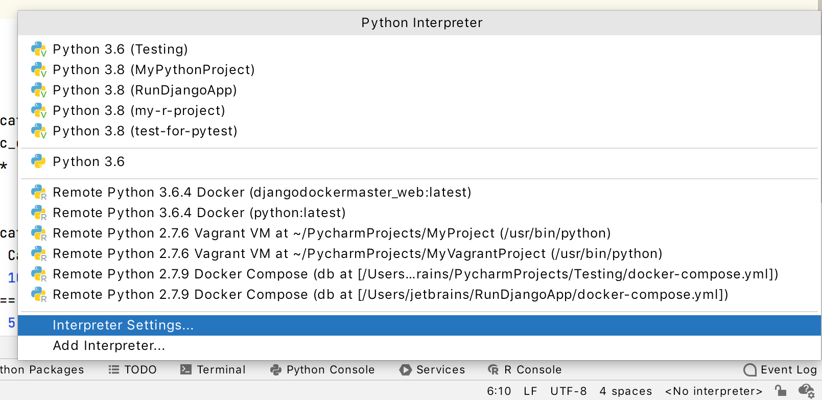 Python interpreters