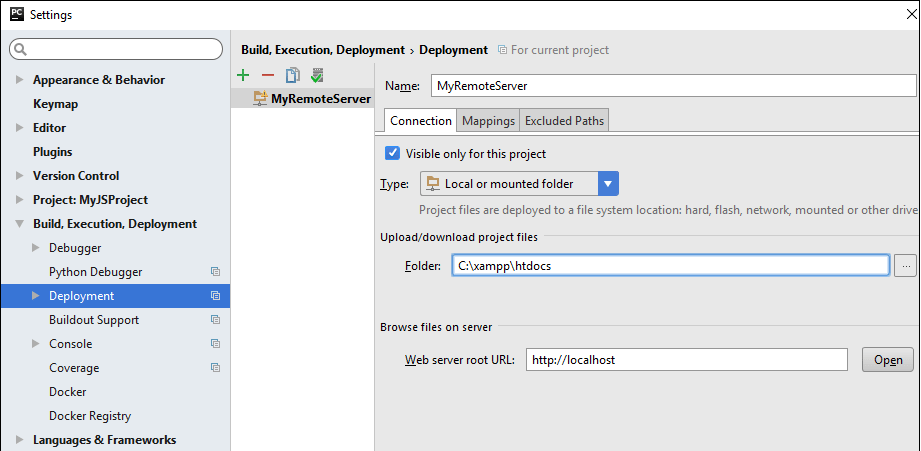 Configure connection to the server