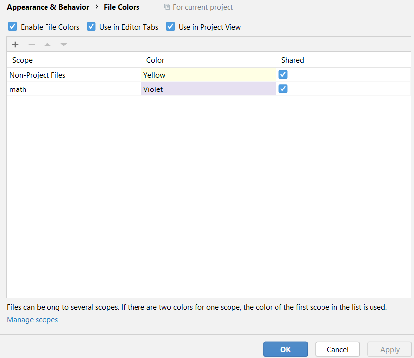 Configure a color for the scope