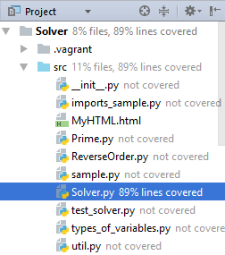 View coverage results in the Project tool window