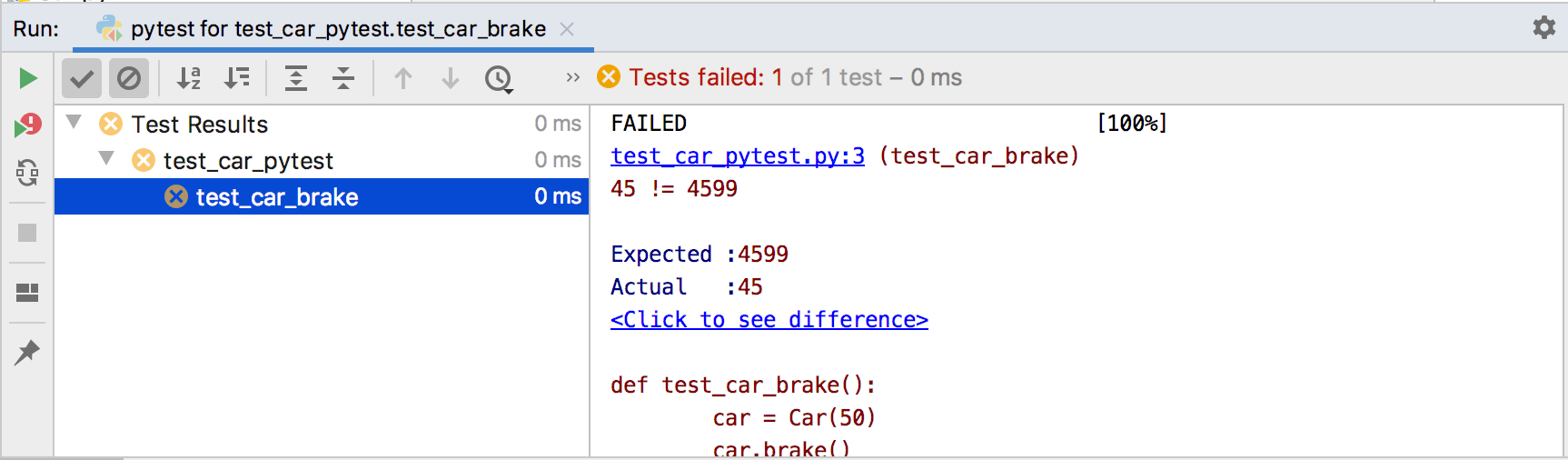 Assert failing report