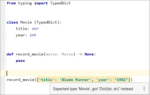 Type validation for the TypedDict class