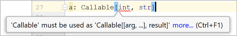 Incorrect Callable format