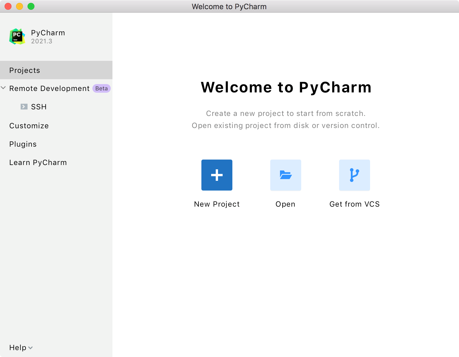 Создать проект в pycharm