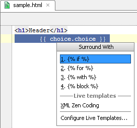 Surrounding Django template elements