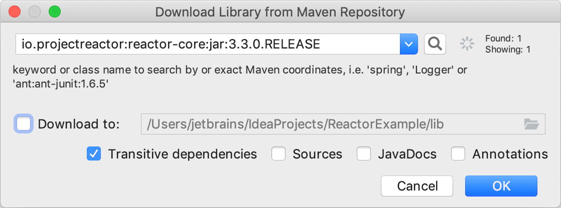 Adding the Reactor library from Maven