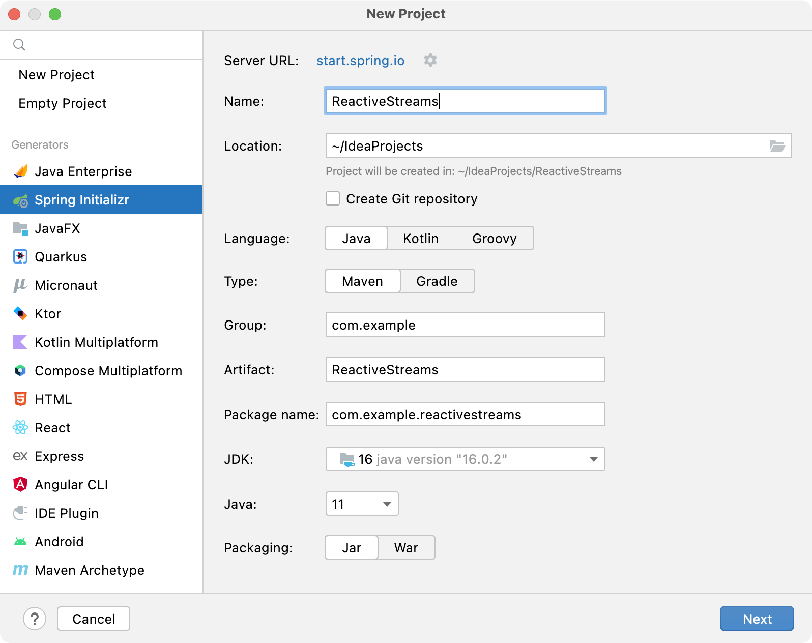 Creating a new Spring Boot project with Reactor