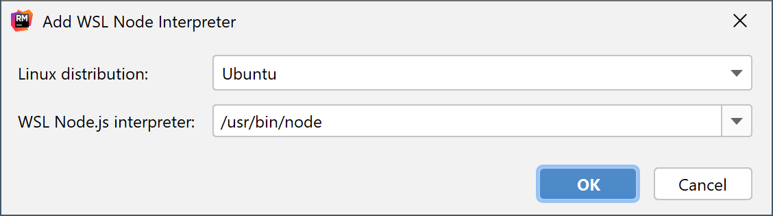 Configuring Node.js on WSL as the default project node interpreter