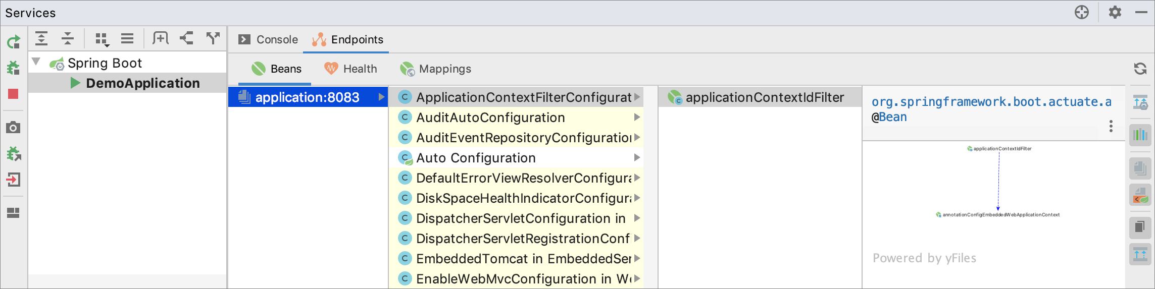 Spring endpoints shown in Services tool window