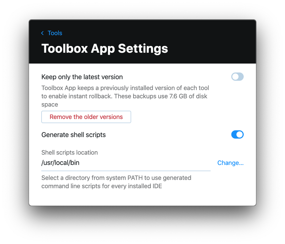 Toolbox App Settings