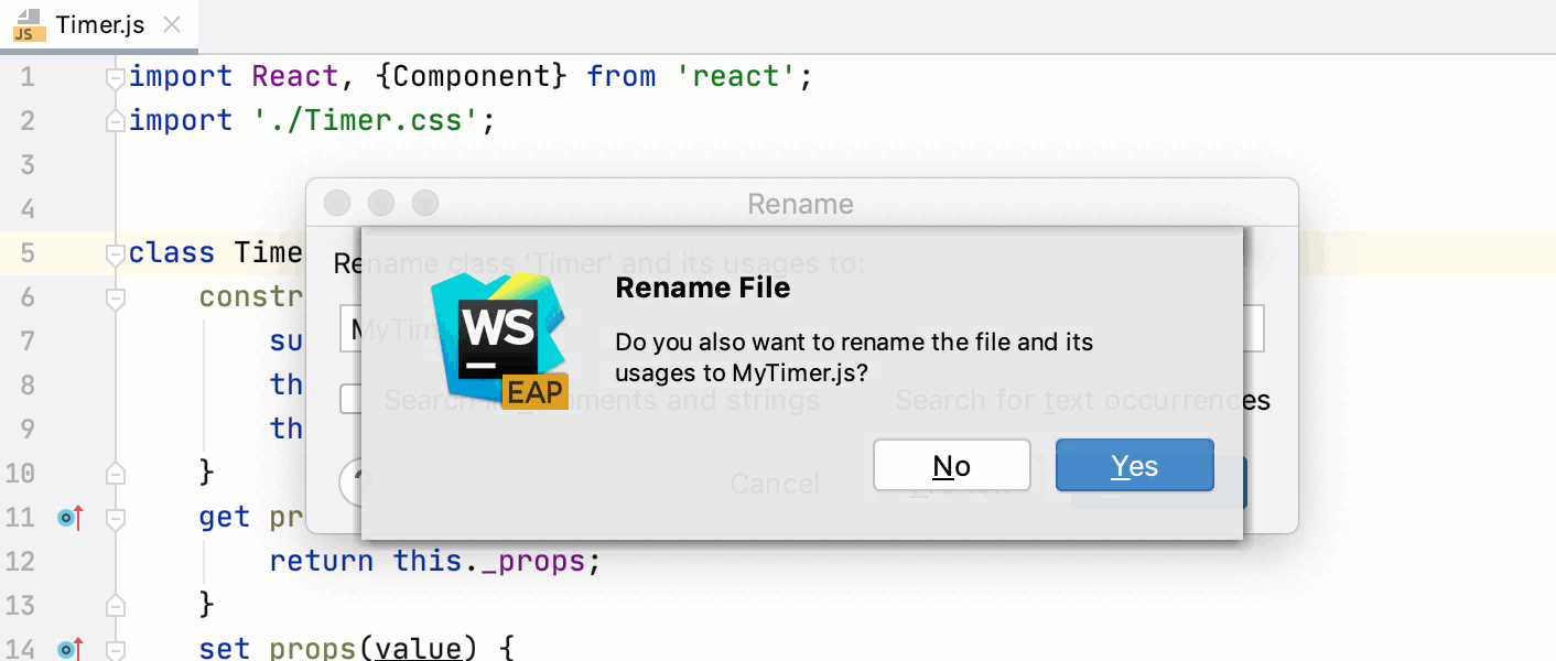 Rename refactoring for classes: renaming the file accordingly