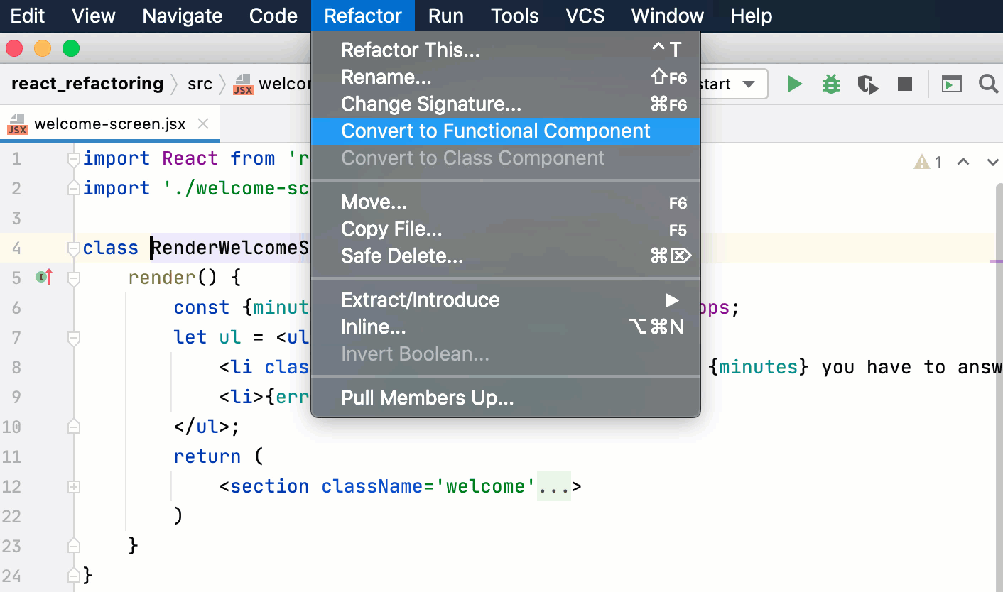 Convert a class to a functional component