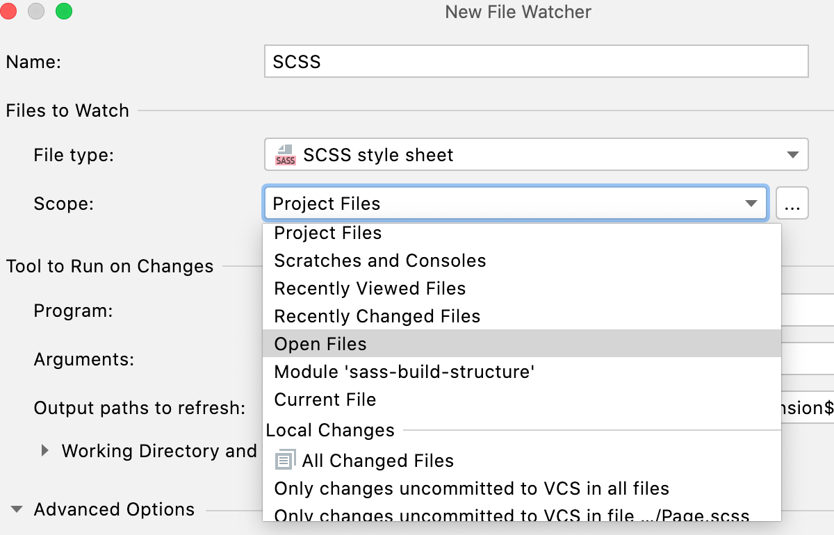 SCSS File Watcher: change default scope