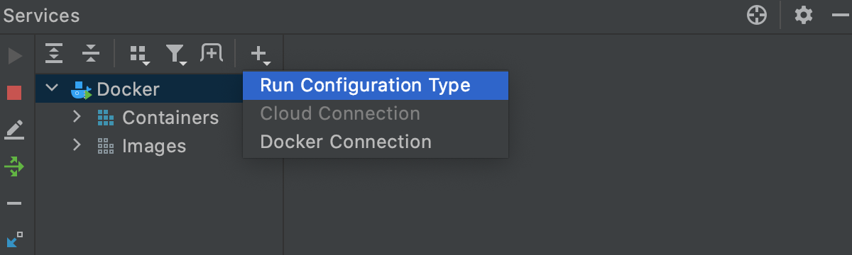 Services tool window: Add run configuration