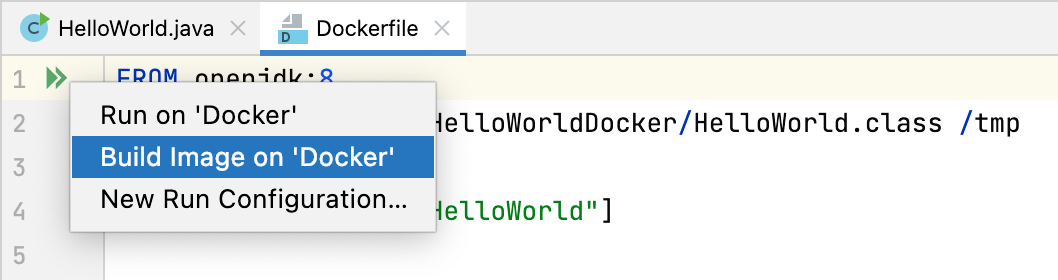 The Build Image on Docker popup