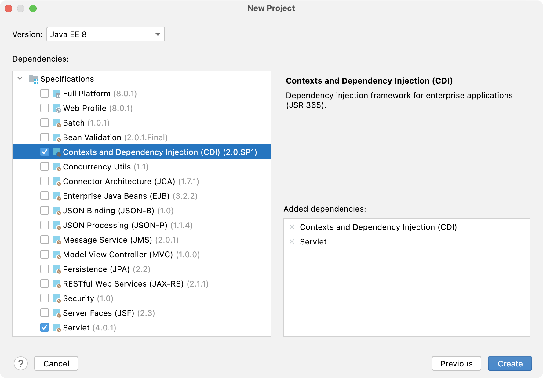 Creating new project with CDI support