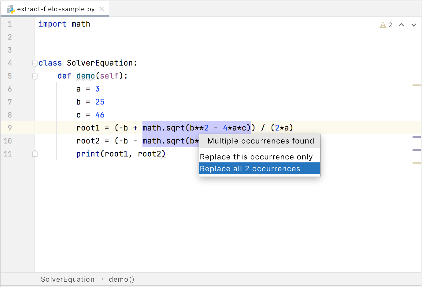 Introduce constant python in place replace occurrences