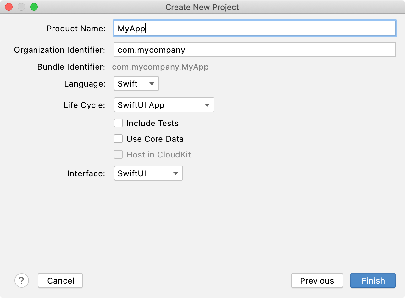 he Create New Project dialog page two