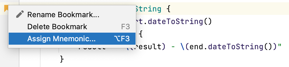 Assigning mnemonic to anonymous bookmark