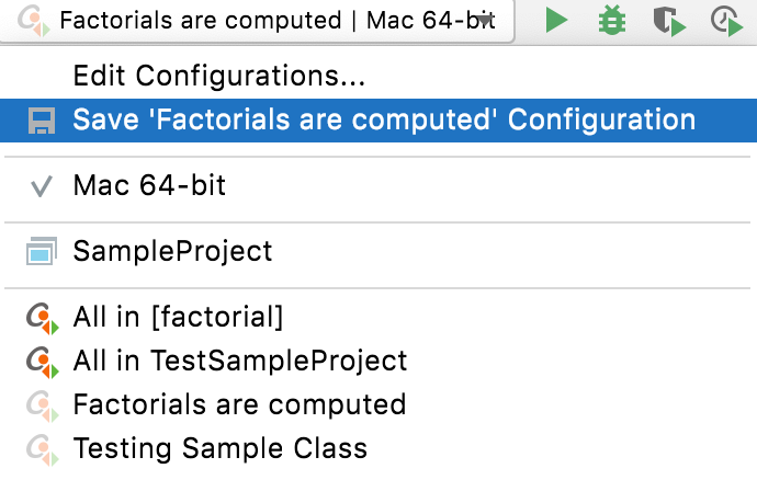 Saving temporary test configuration