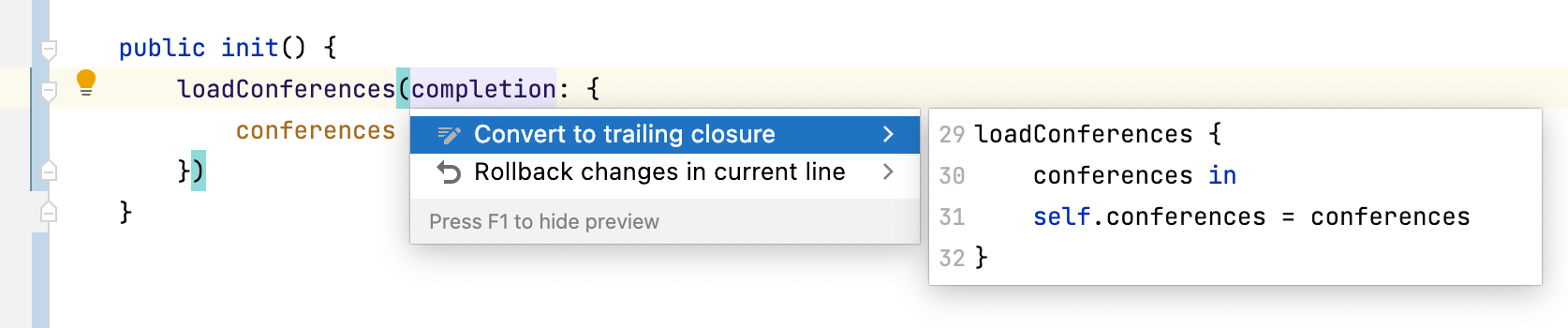 Convert to trailing closure