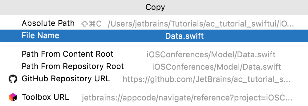 Copy path