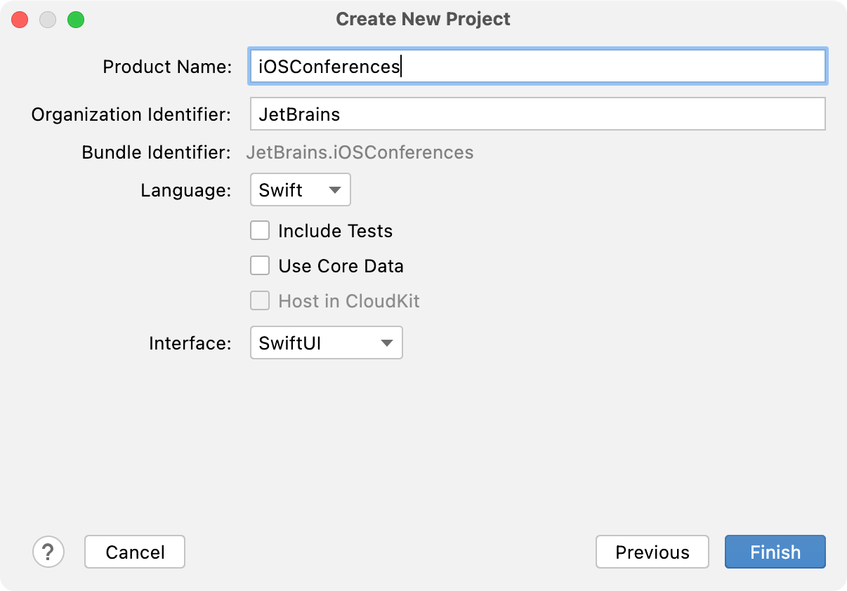 Create a new project: project settings