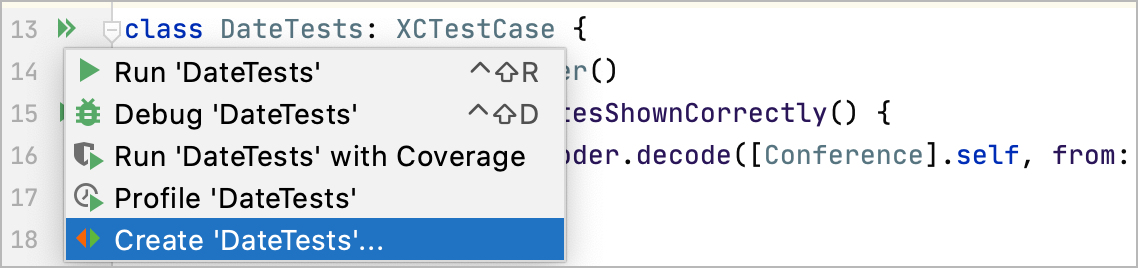 Create run configuration for a class