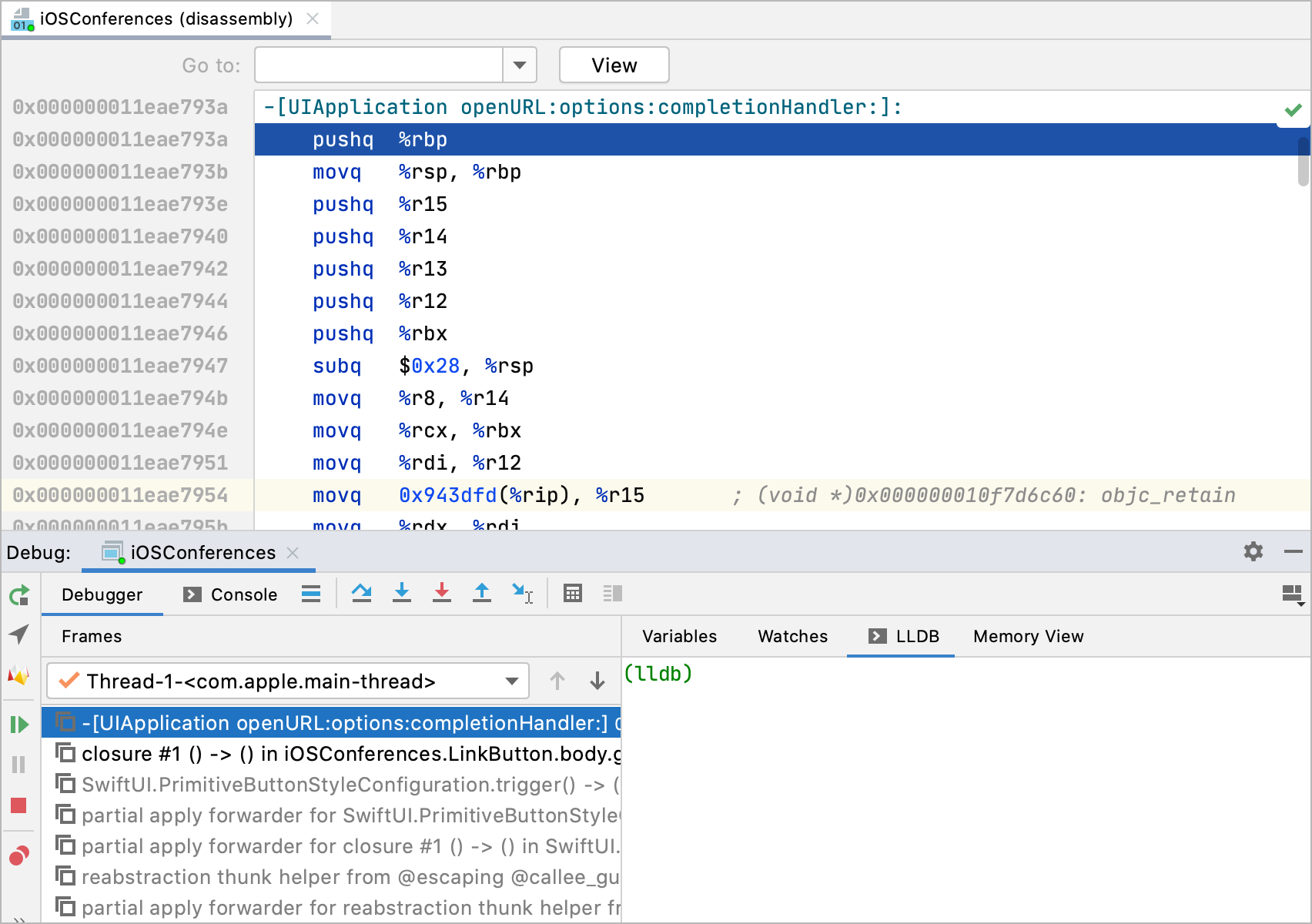 The Disassembly view