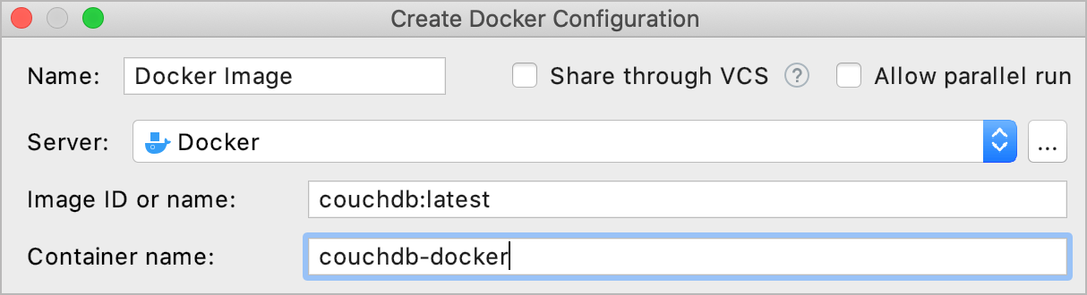 The Create Docker Configuration dialog