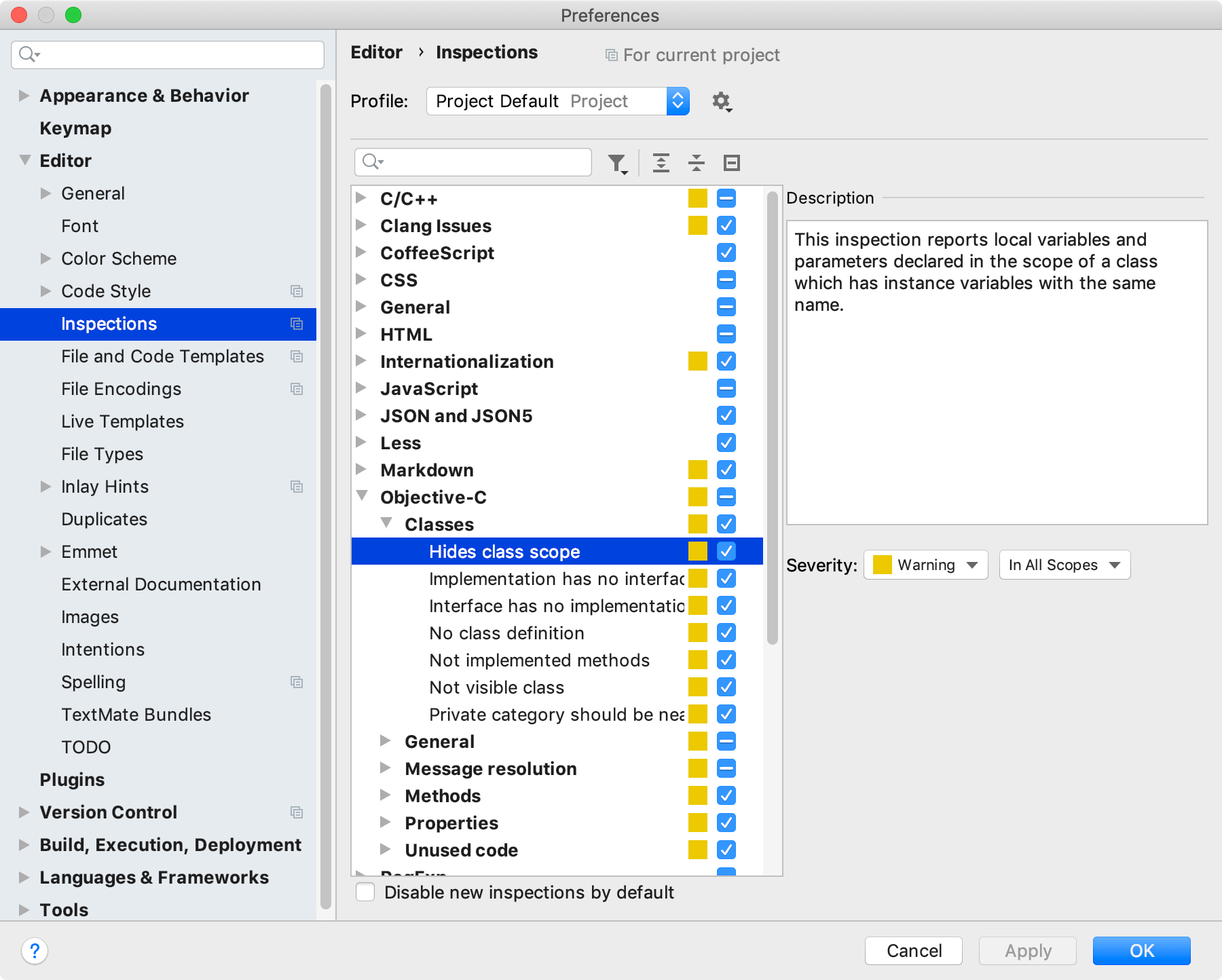 Inspections for Objective-C