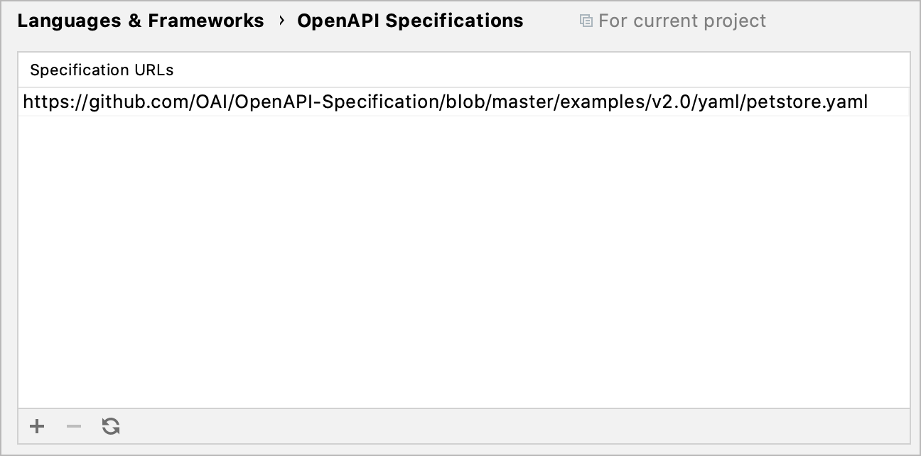 The OpenAPI Specification settings