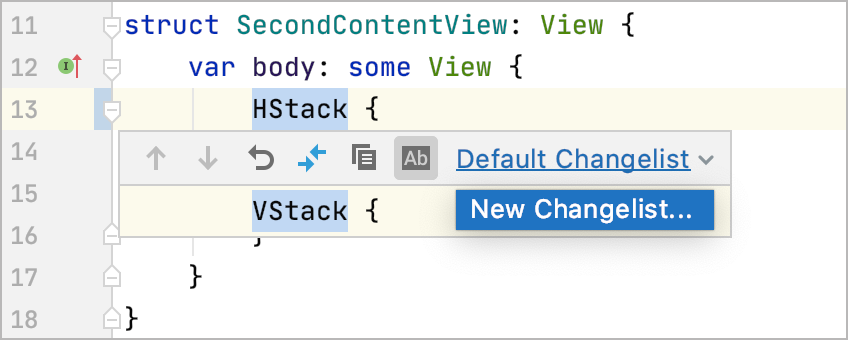 Partial commit changelists