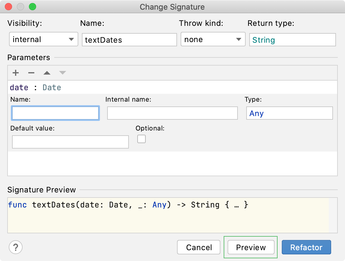 Refactoring dialog