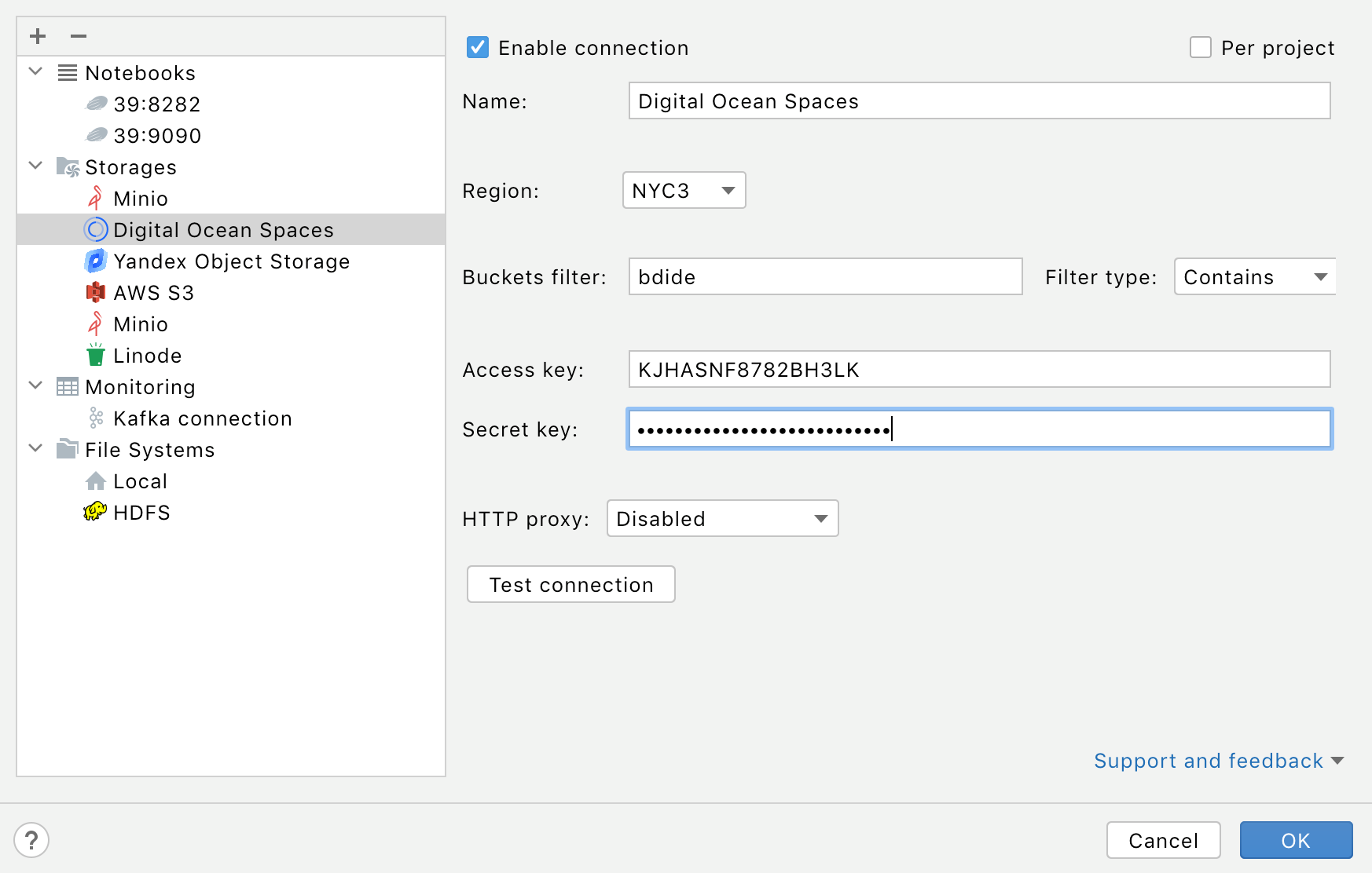 Configure Digital Open Spaces connection