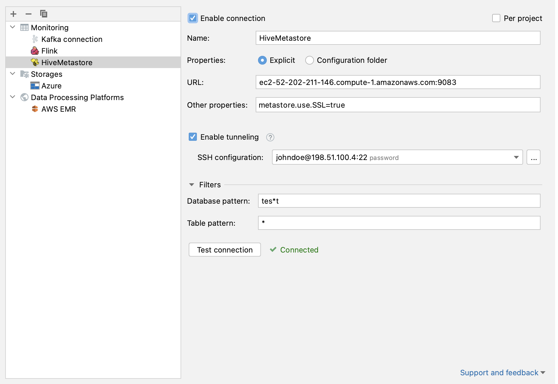 Configure Hive connection