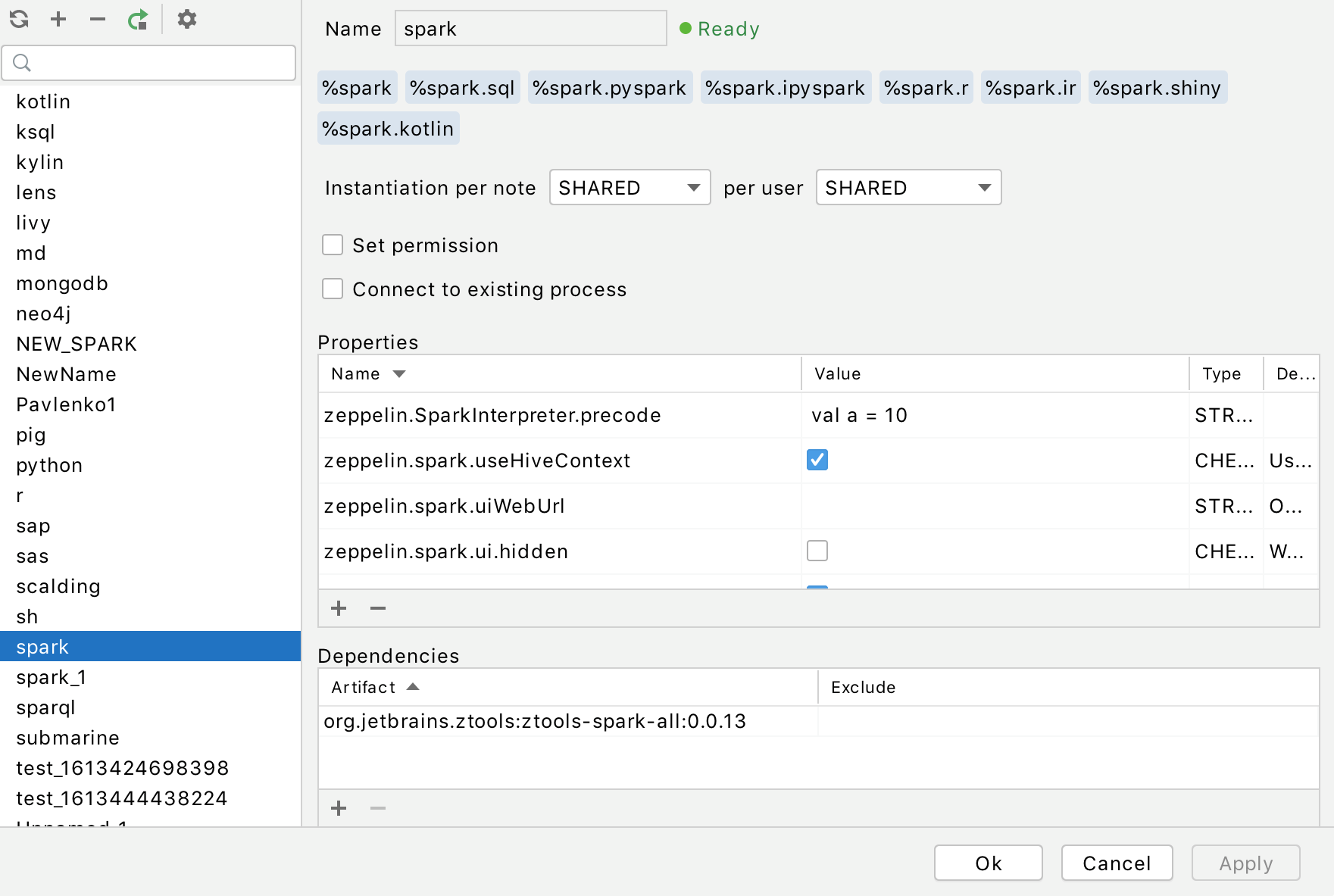 Interpreter settings